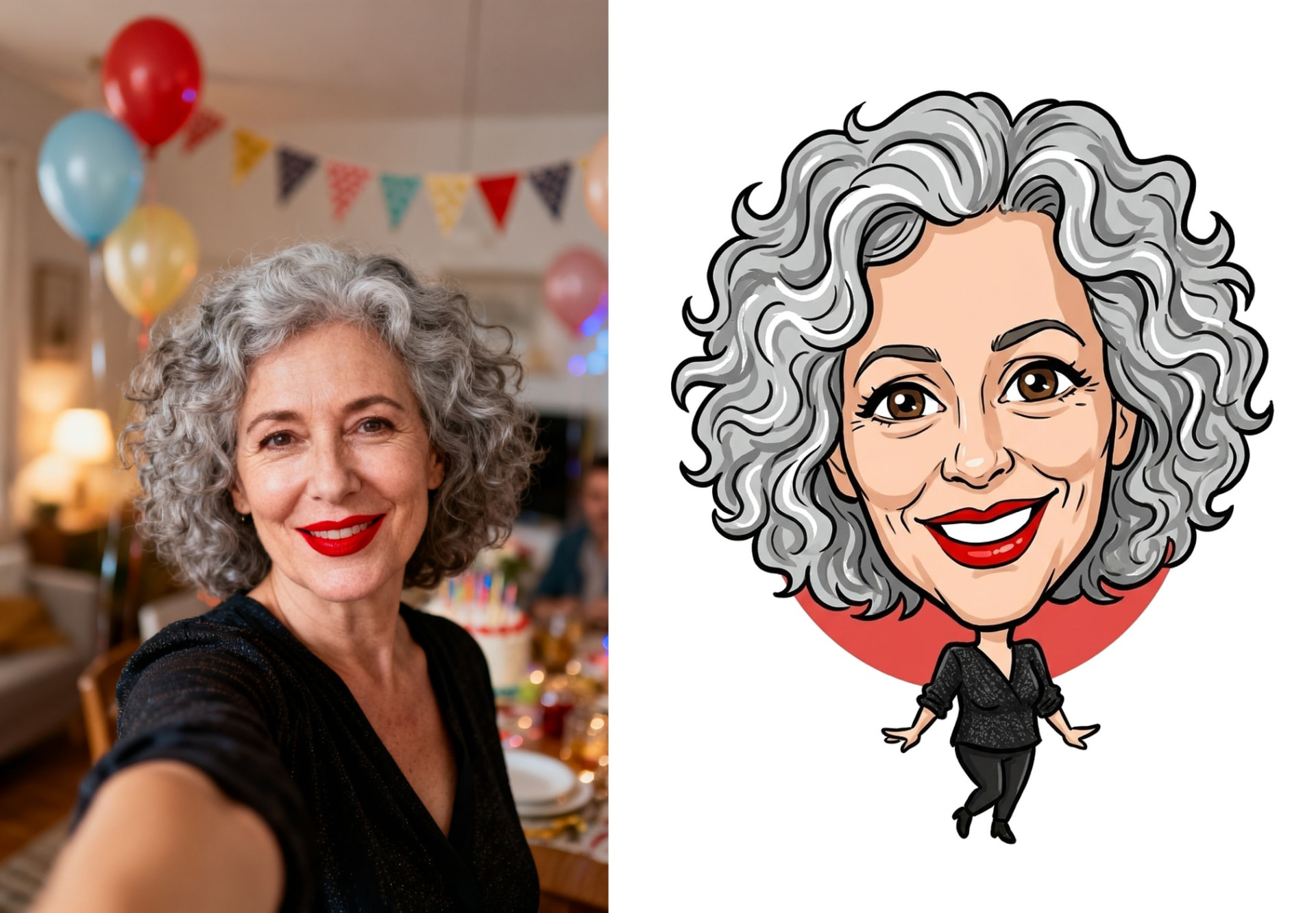 Guest photo transformed into a custom illustrated caricature