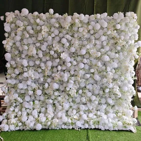 Cloud Petals flower wall with airy white florals and soft rounded texture
