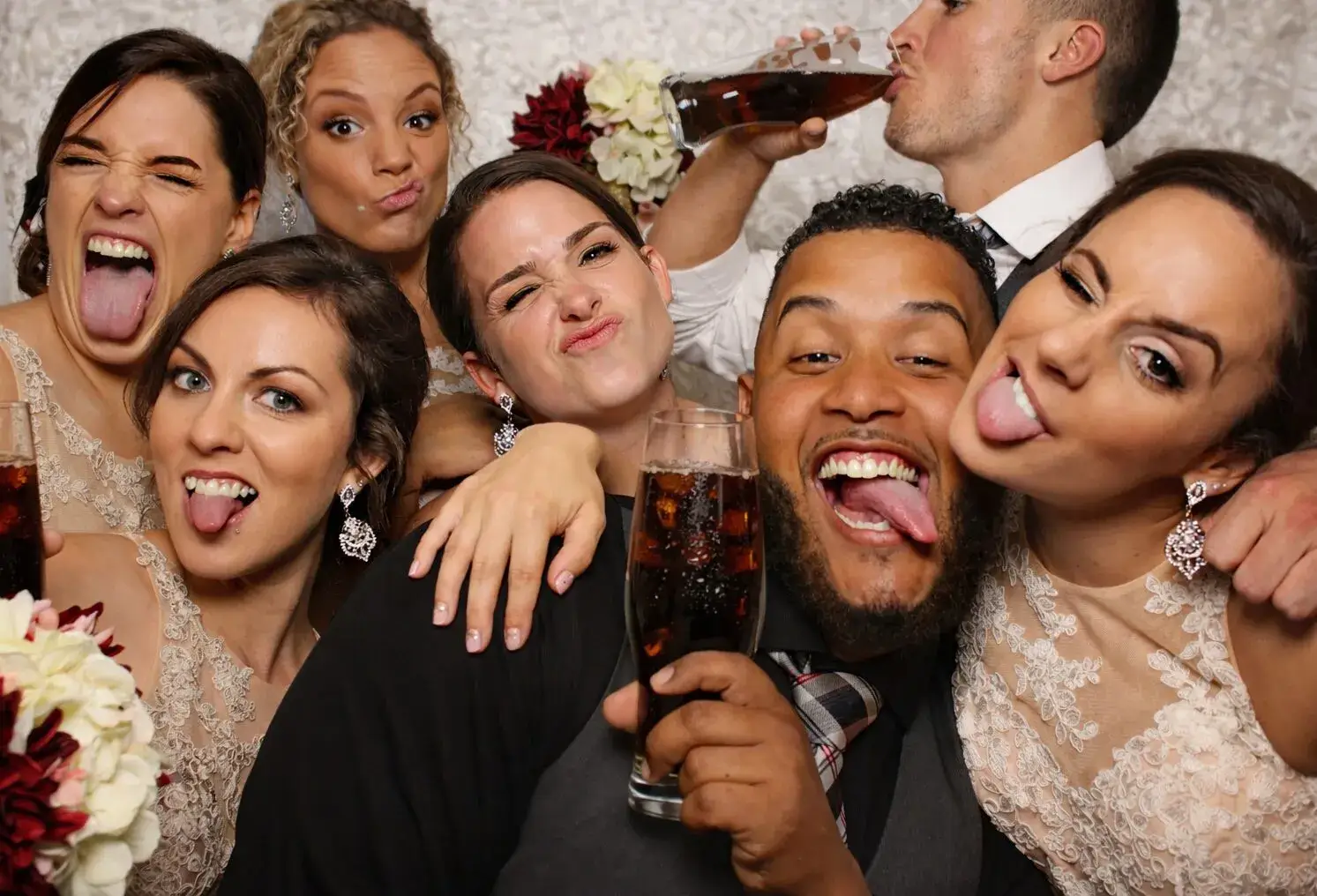 360 photo booth wedding guests celebrating at a Boston event venue