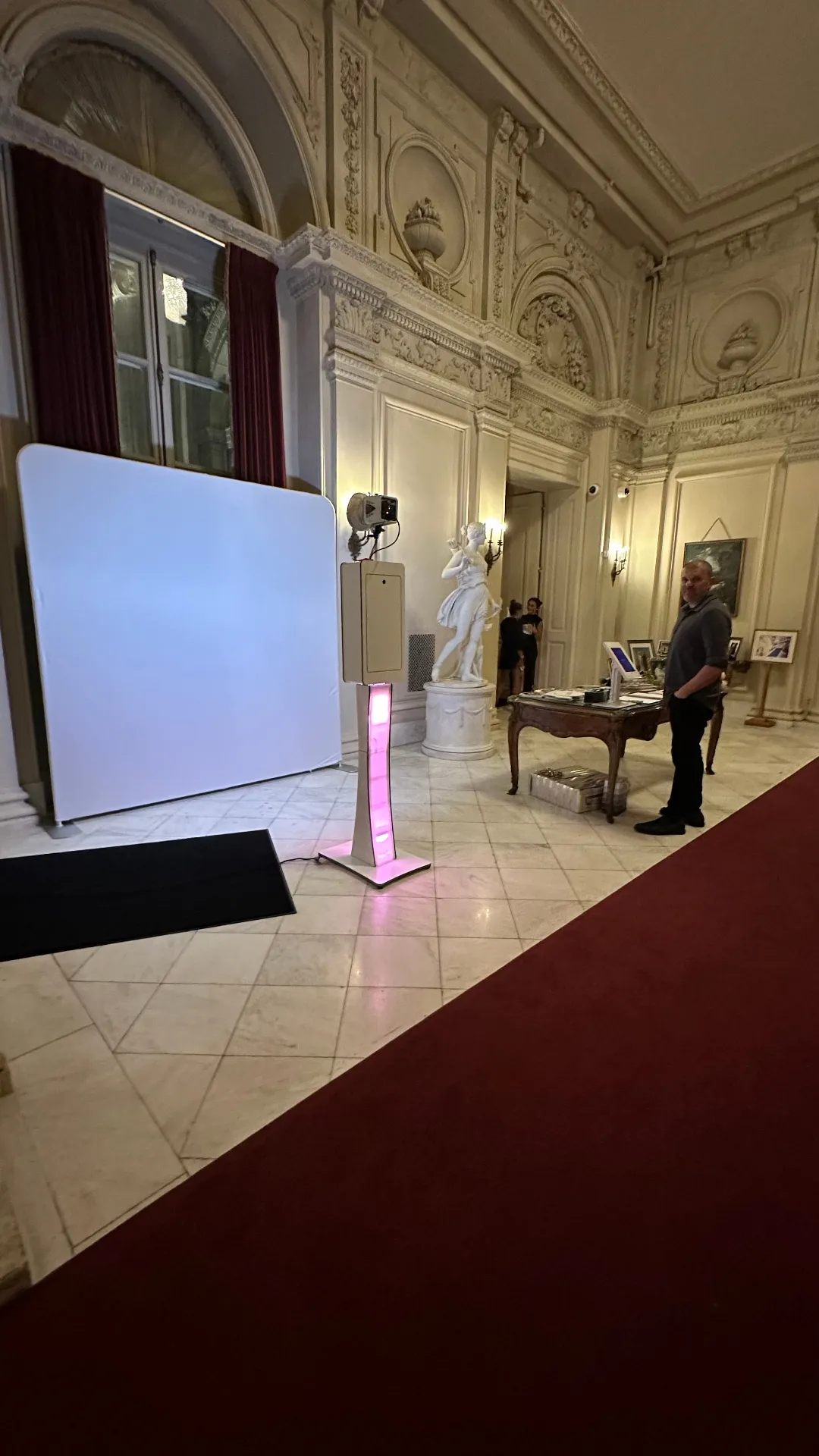 Allure Booth setup styled for an elegant Newport mansion wedding reception
